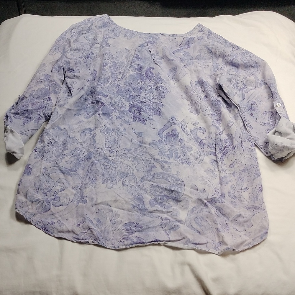 Soft Surroundings Light/Medium Purple Floral Blouse Size Large - Picture 9 of 12